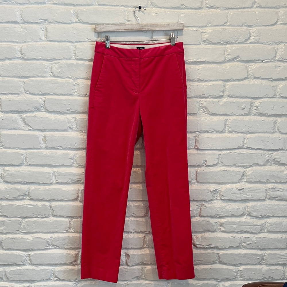 JCrew Jewel tone pink velvet Kate pants